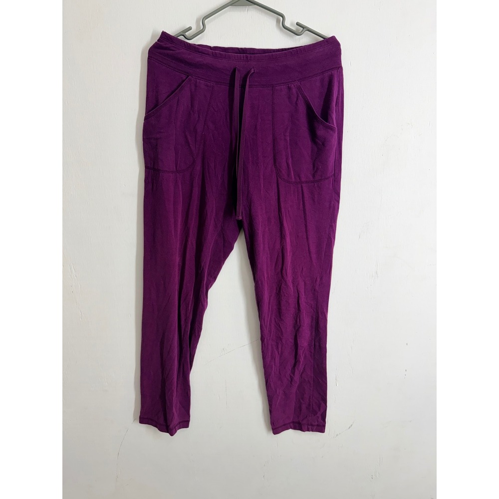 Athletic Works Purple Knit Jogger Pants Womens Medium 8-10 Drawstring Pockets
